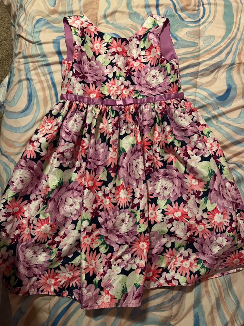 Gymboree Purple and Pink Floral Fit-and-Flare Dress